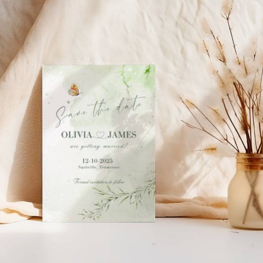 Carte de mariage moderne abstraite feuilles Save t