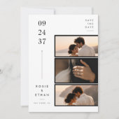 Carte de mariage moderne d'annonce de date avec 3  (Devant)