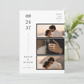 Carte de mariage moderne d'annonce de date avec 3  (Debout devant)