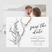 Carte de mariage moderne d'Avalon New Jersey (Devant / Derrière)