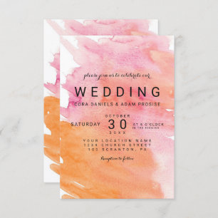 Carte de mariage moderne de coeurs d'aquarelle