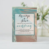 Carte de Mariage moderne Fade Tropical Beach Sea (Debout devant)