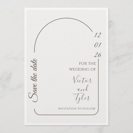 Carte de Mariage – Moderne Minimaliste Enregistrer (Devant)