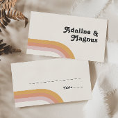 Carte de Mariage moderne Retro 70's Rainbow Flat