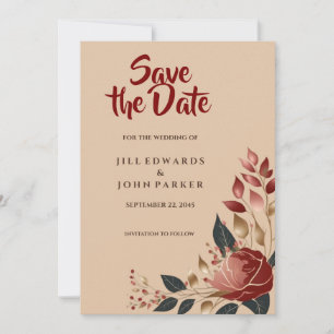 Carte de Mariage Moderne Rose "Sauver la Date" 