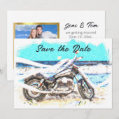 Carte de mariage motard pour annoncer la date de r (Devant / Derrière)