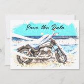 Carte de mariage motard "Save The Date" (Devant)