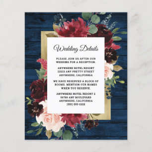 Carte de mariage Navy Blue Burgundy Blush