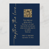 Carte de mariage Navy Gold Capture the Love QR Cod (Devant)