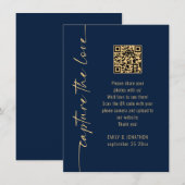 Carte de mariage Navy Gold Capture the Love QR Cod (Devant / Derrière)