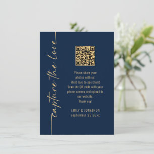 Carte de mariage Navy Gold Capture the Love QR Cod