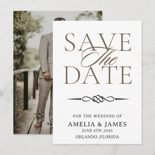 Carte de mariage nœud celtique "Save the Date" (Devant / Derrière)