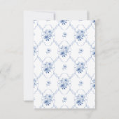Carte de mariage 'Nœud floral bleu poussiéreux' po (Dos)