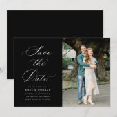 Carte de mariage noir texte blanc calligraphie à c (Devant / Derrière)