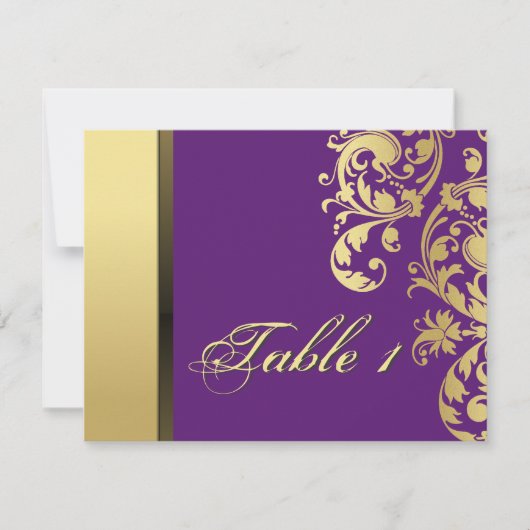 Carte de Mariage Numéro de Table - Florale Violet (Devant)