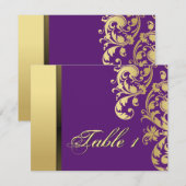 Carte de Mariage Numéro de Table - Florale Violet (Devant / Derrière)