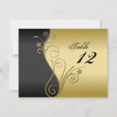Carte de Mariage Numéro de Table - Noir et Or Élég (Dos)