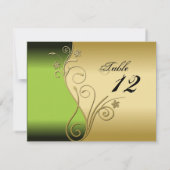 Carte de mariage numéro de table - Vert et or élég (Dos)