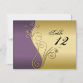Carte de Mariage Numéro de Table - Violet et Or Él (Dos)