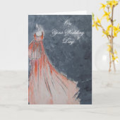 Carte de mariage orange de robe (Fleur jaune)