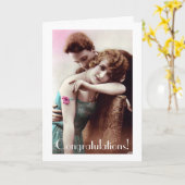 Carte de mariage ou d'anniversaire de couple vinta (Fleur jaune)