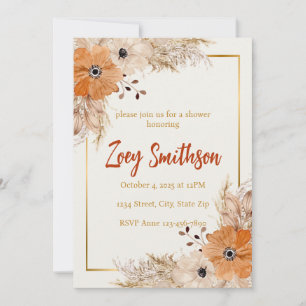 Carte de mariage ou de baby shower à motif floral 
