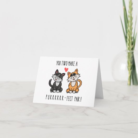 Carte de Mariage Pair Cute Purr-fect (Devant)