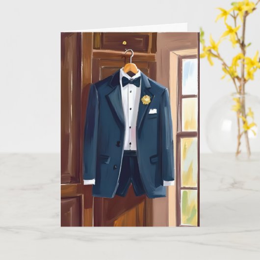 Carte de mariage peinte pour les garçons d'honneur (Fleur jaune)