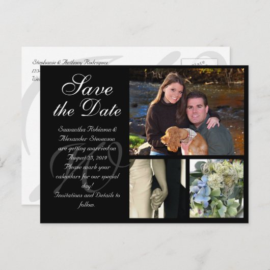 Carte de mariage personnalisable 'Save the Date' 3 (Devant / Derrière)