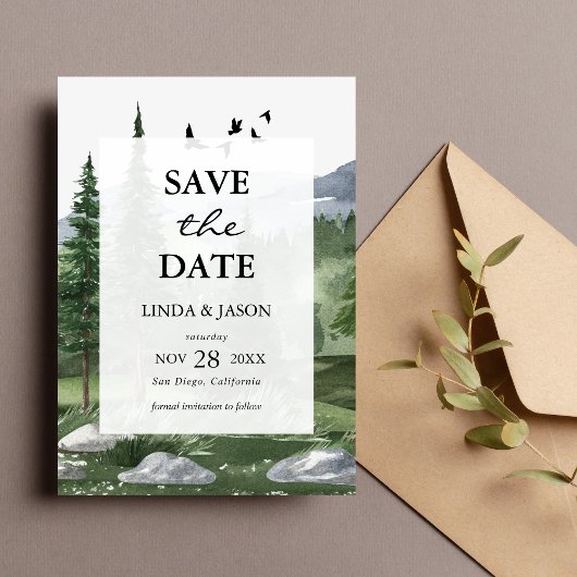Carte de mariage personnalisée "Pine Tree Forest"