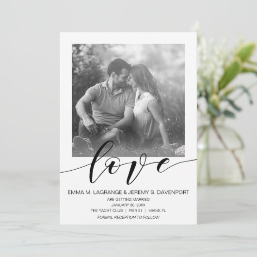 Carte de mariage photo d'amour manuscrite | invita (Debout devant)