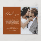 Carte de Mariage photo du Merci Mariage orange brû (Devant)