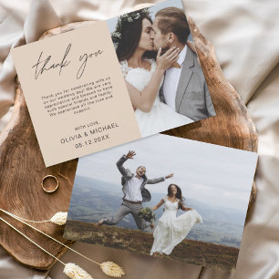 Carte de Mariage photo Merci Mariage en terre cuit