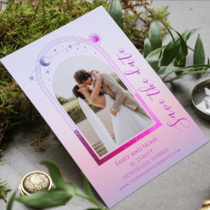 Carte de mariage photo rose céleste Mystique de co