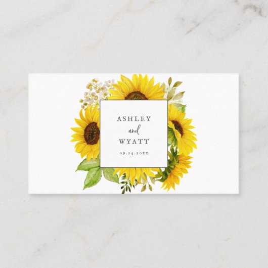 Carte de Mariage plat de tournesol du pays (Dos)