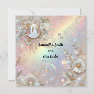 Carte de mariage plat pour couple romantique