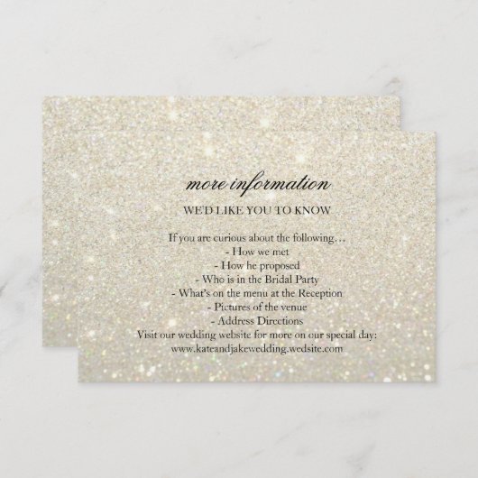 Carte de mariage Plus d'infos - Glit Fab Or Blanc (Devant / Derrière)