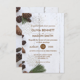 Carte de Mariage pour le Pinecone et le Snowflakes