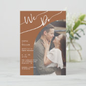 Carte de mariage QR Code Photo Orange Brûlé (Debout devant)