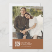 Carte de mariage QR Code Photo Orange Brûlé (Dos)