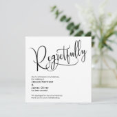 Carte de mariage "Régrettablement" annulé avec élé (Debout devant)