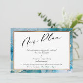 Carte de mariage reporté à l'encre sarcelle et or (Debout devant)