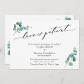 Carte de mariage reporté à l'eucalyptus : l'amour (Devant / Derrière)