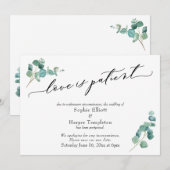 Carte de mariage reporté à motif d'eucalyptus 'L'a (Devant / Derrière)