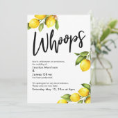 Carte de mariage reporté Aquarelle Citrons Oups (Debout devant)