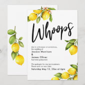 Carte de mariage reporté Aquarelle Citrons Oups (Devant / Derrière)