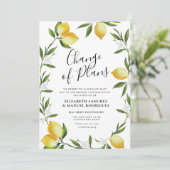 carte de mariage reporté avec feuillage de citron (Debout devant)