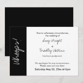 Carte de mariage reporté Black White Block Whoops! (Devant / Derrière)