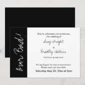 Carte de mariage reporté 'Bloc noir et blanc, c'es (Devant / Derrière)