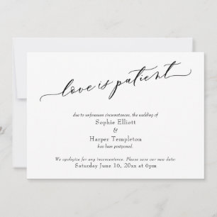 Carte de Mariage Reporté Élégante et Patiente